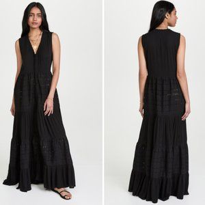 Playa Lucila Eyelet Maxi Dress in Black